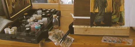 angemischte Farben und meine tragbare Staffelei